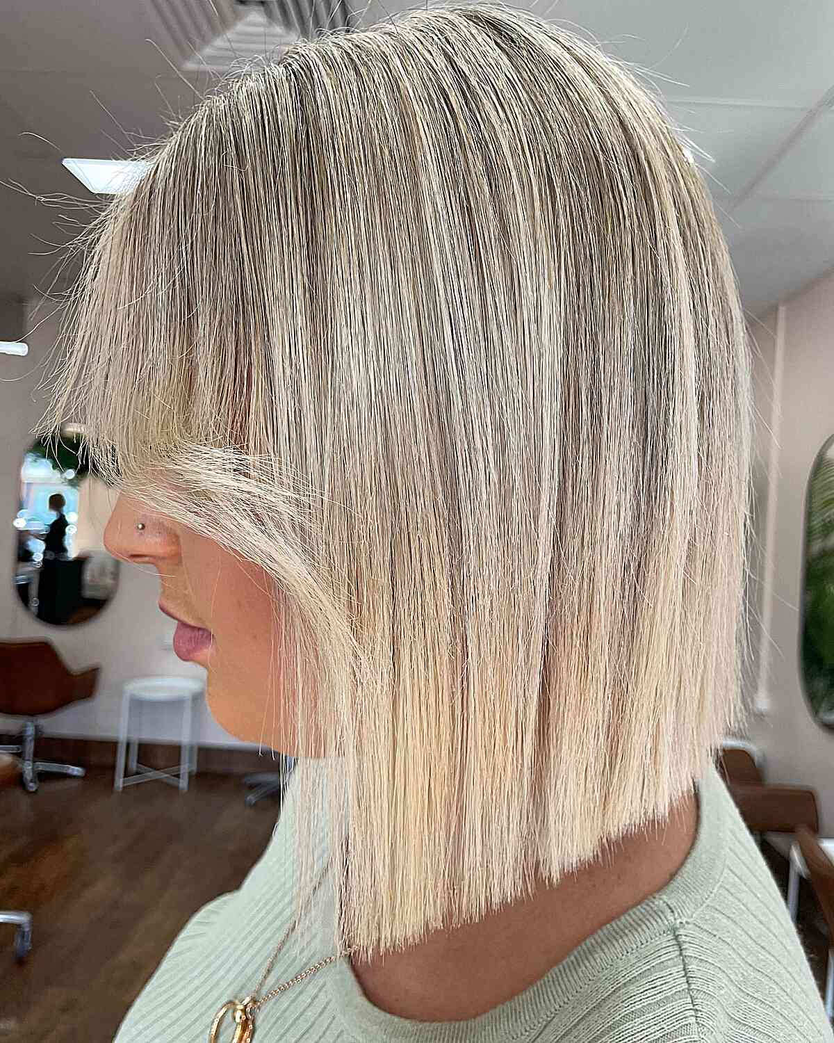 Creamy Blonde Long and Sleek Concave Slob Bob