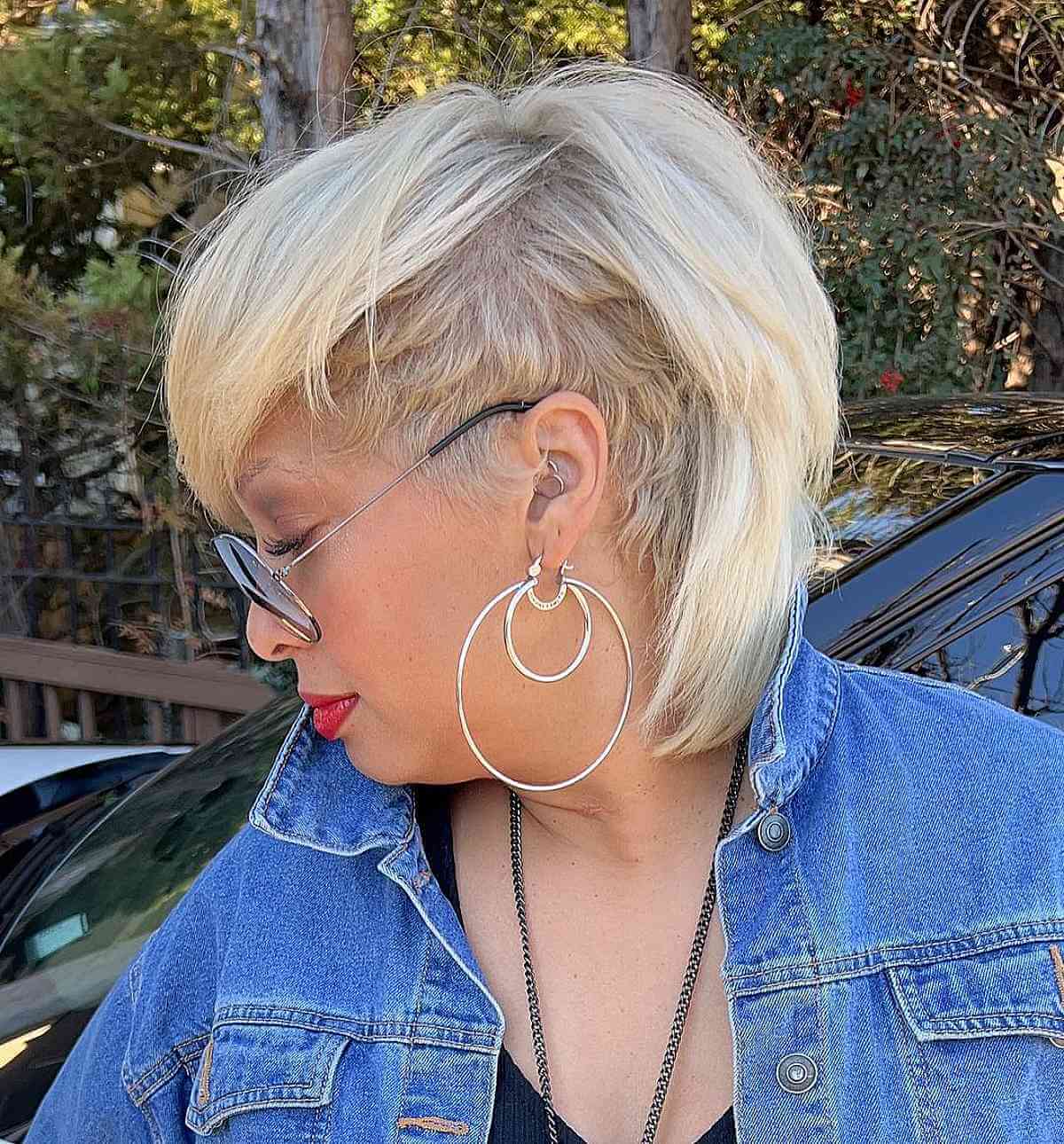 Edgy Short Shaggy Mullet with a Shaved Side